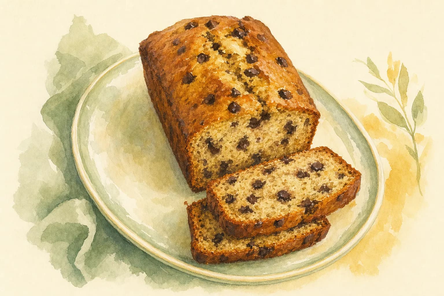Banana Bread with Dark Chocolate Chips — illustration
