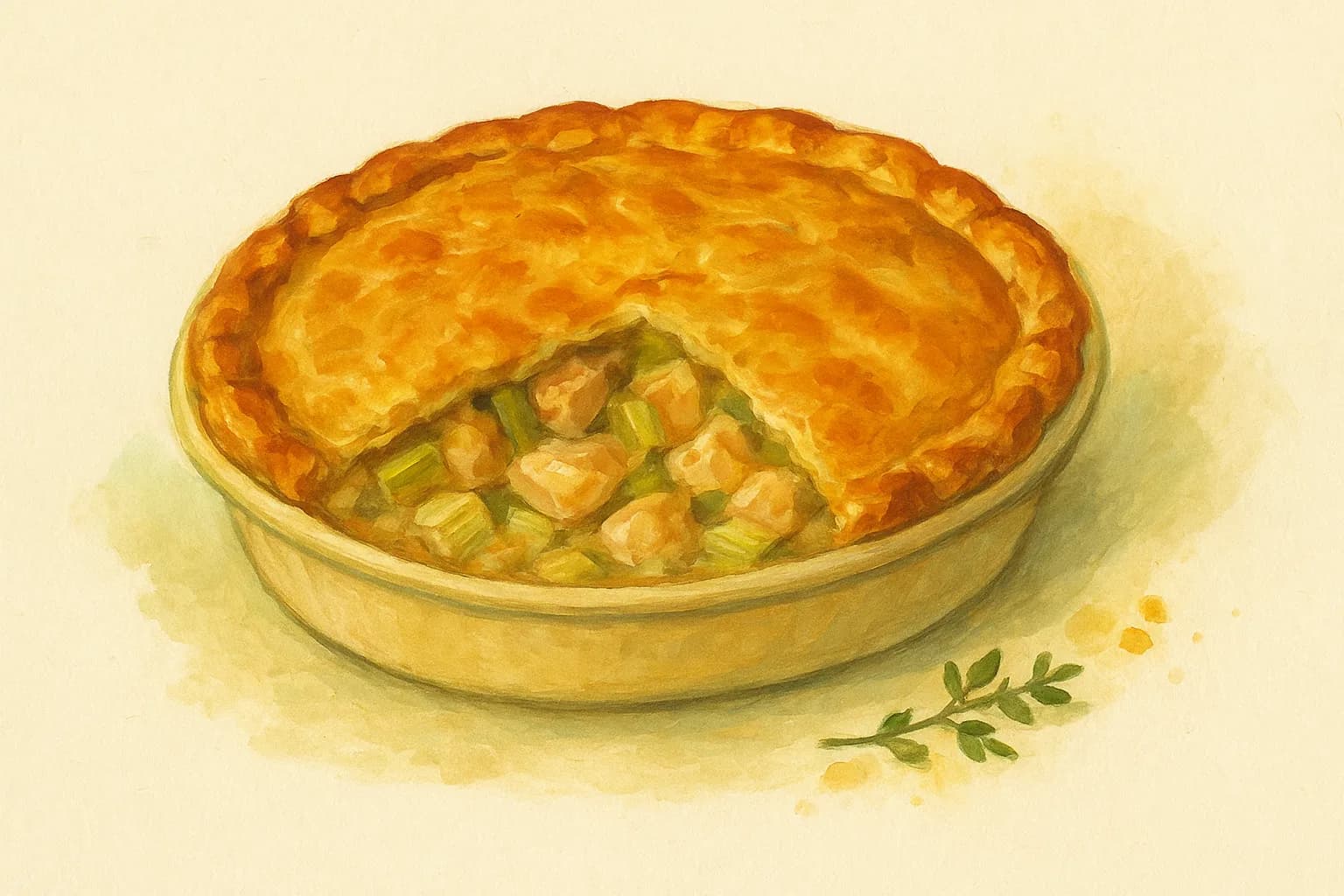 Chicken and Leek Pie — illustration