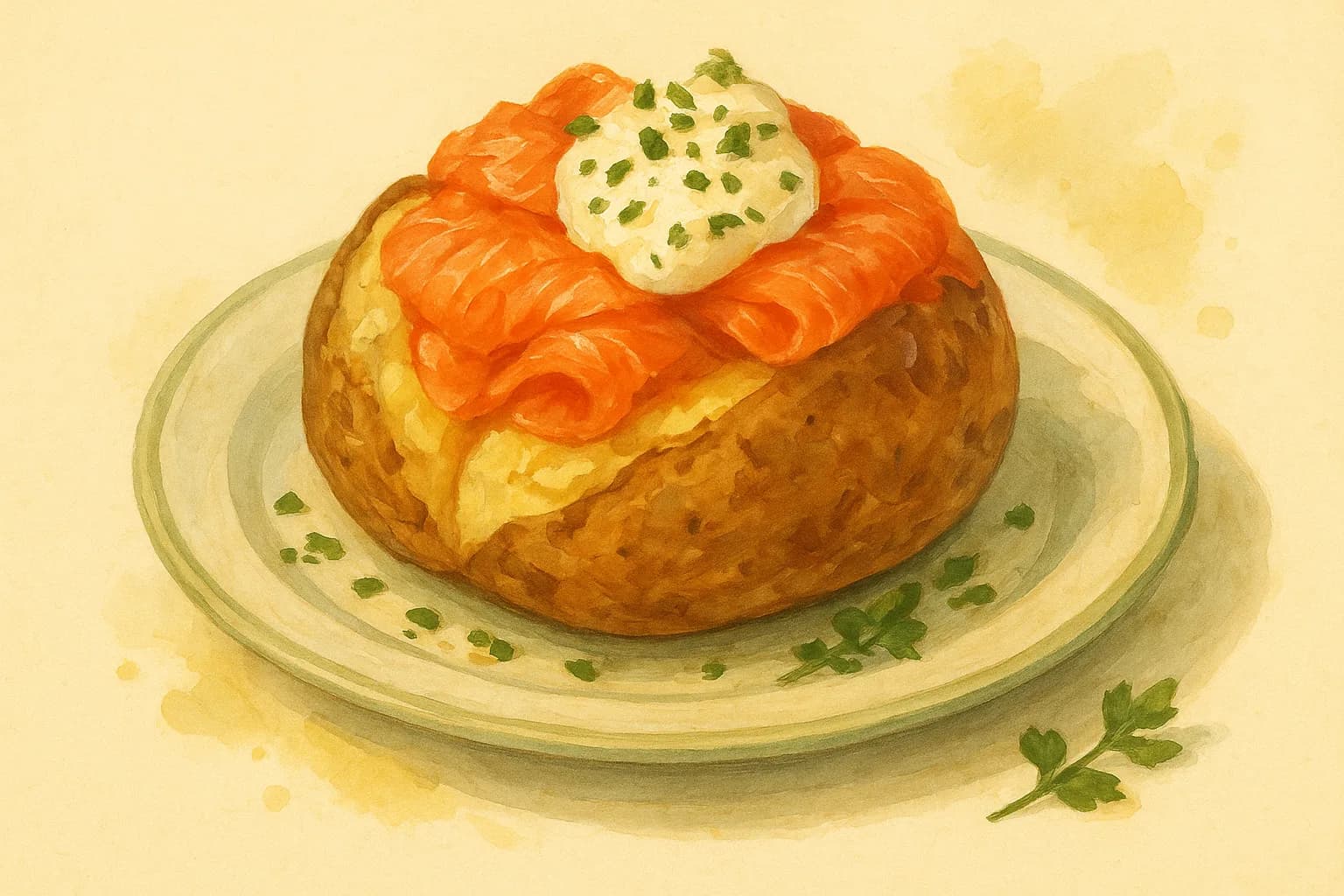 Jacket Potatoes with Salmon — illustration