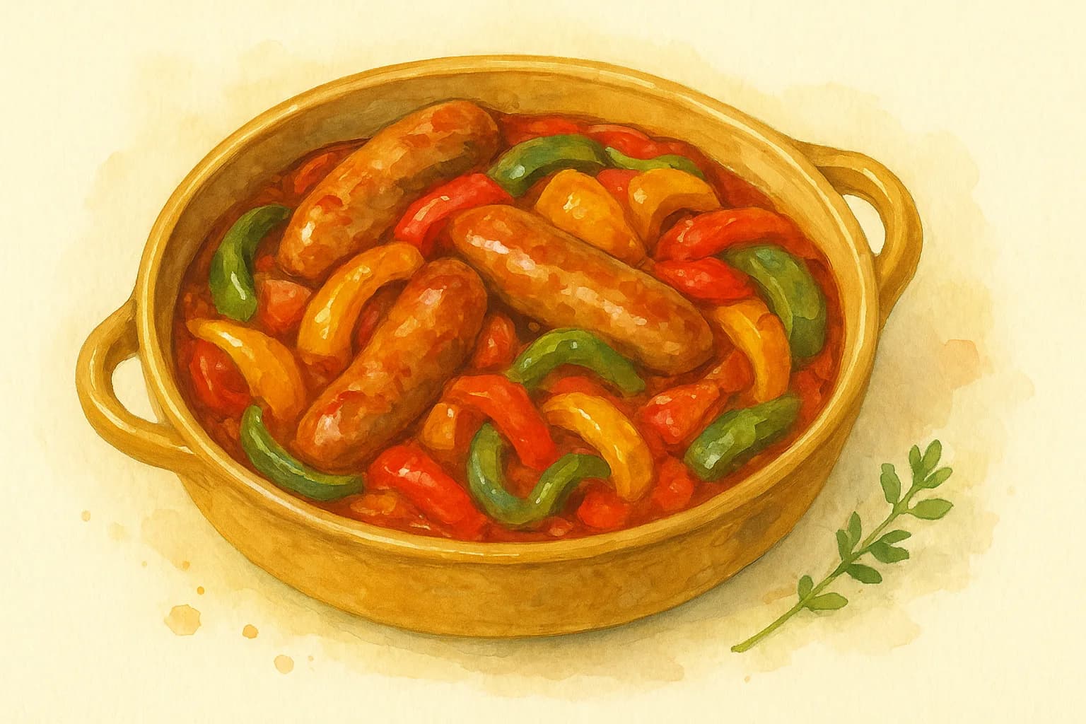 Sausage and Mixed Pepper Casserole — illustration