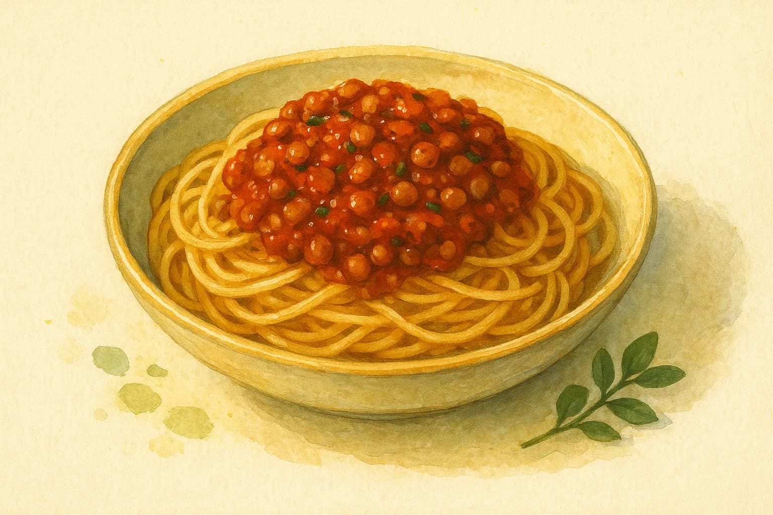 Spaghetti with Tomato and Lentil Sauce — illustration