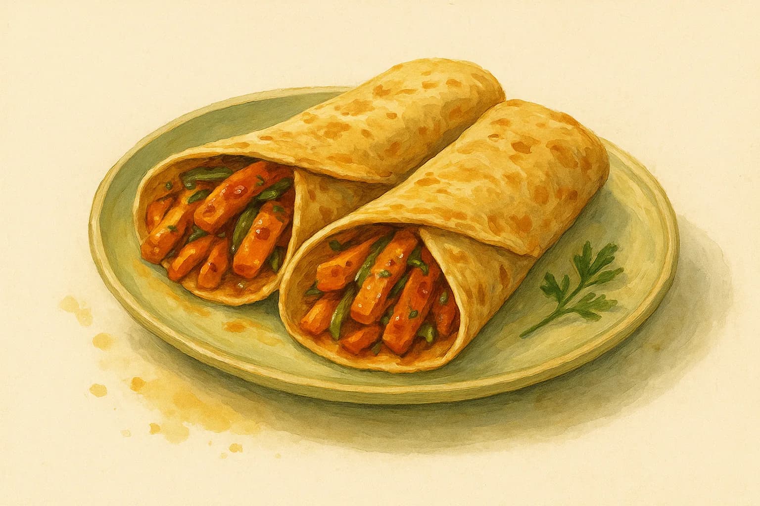 Spicy Garlic Sweet Potato Wraps — illustration