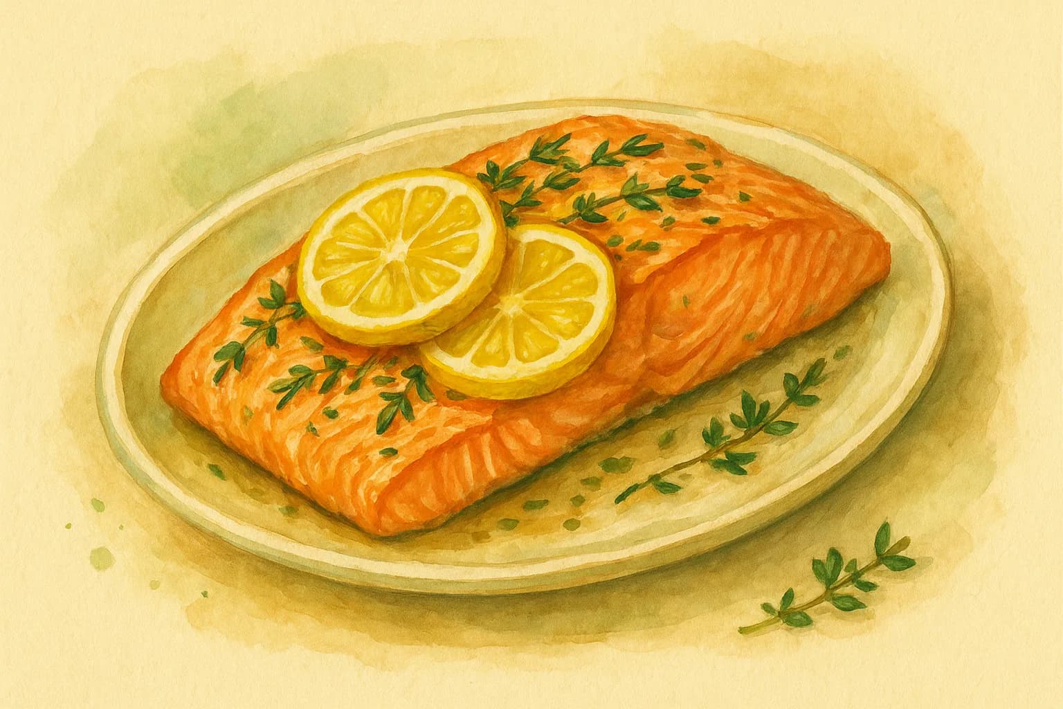Thyme & Lemon Baked Salmon — illustration