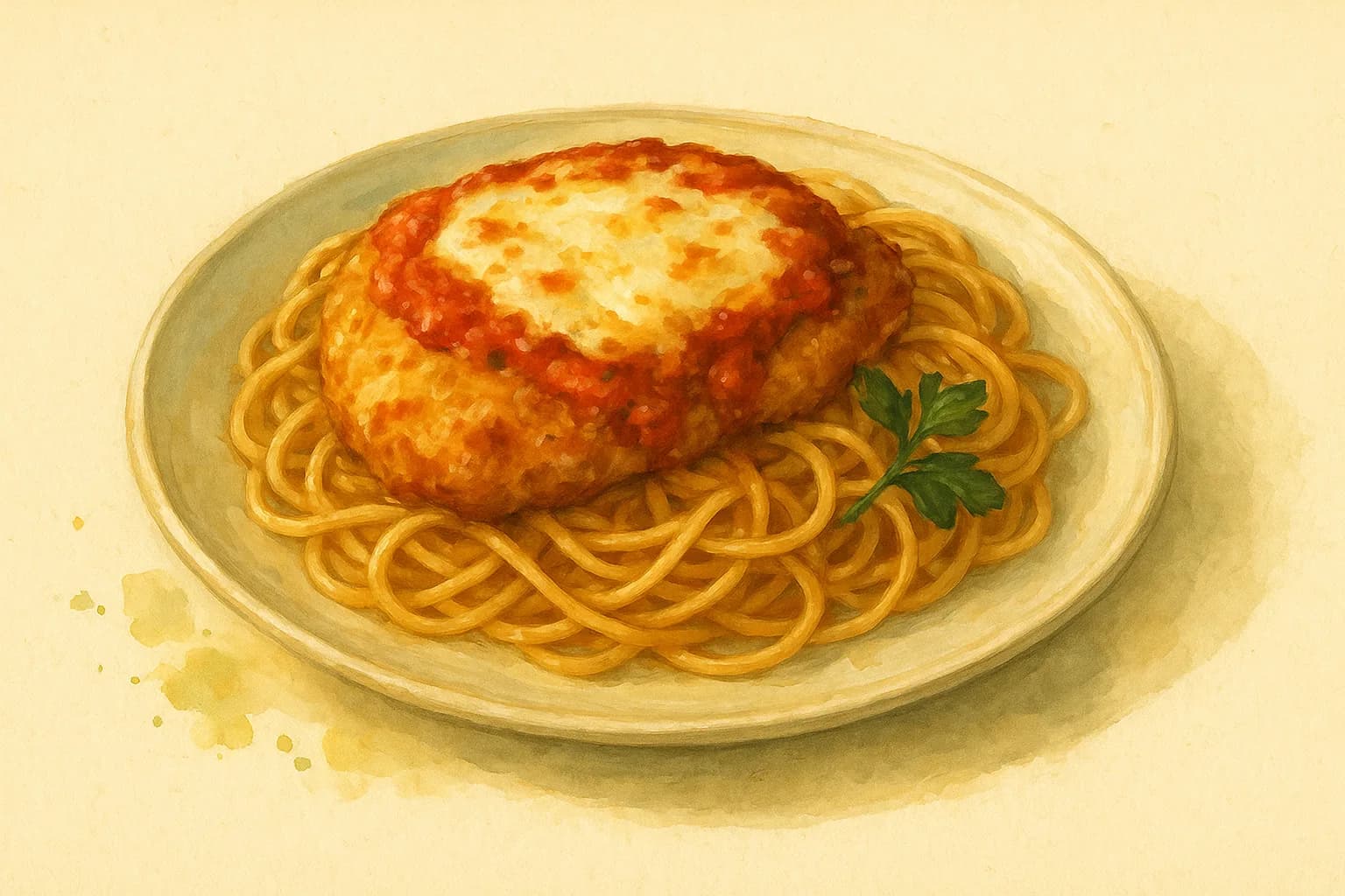 Chicken Parmesan with Spaghetti — illustration
