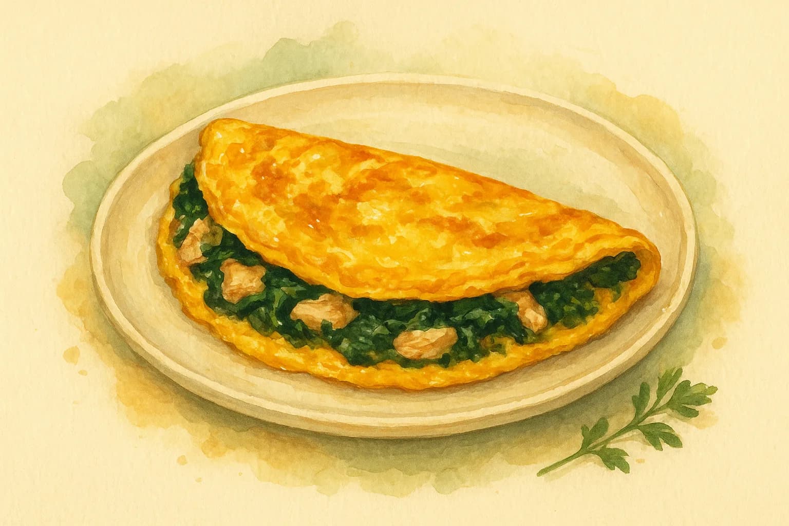 Chicken & Spinach Omelette — illustration