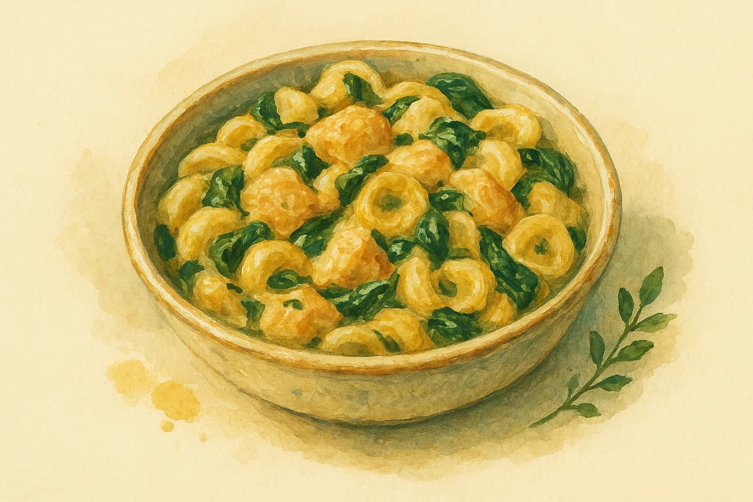 Creamy Chicken and Spinach Pasta — illustration
