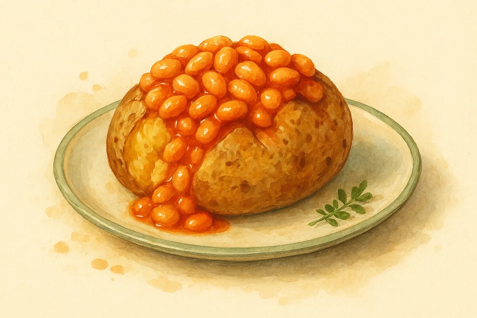Jacket Potatoes with Beans — illustration
