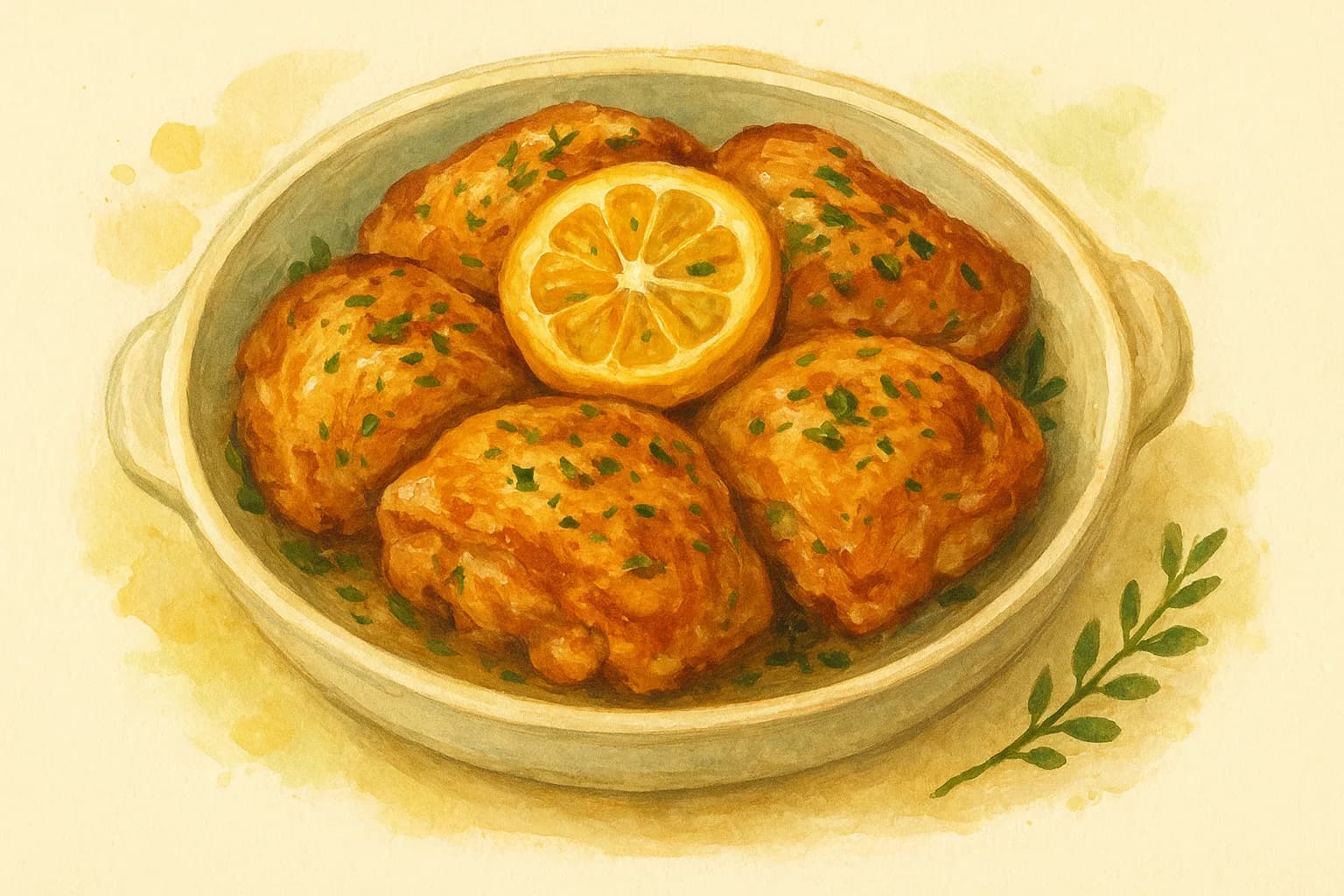 Lemon Herb Roasted Chicken Thighs — illustration