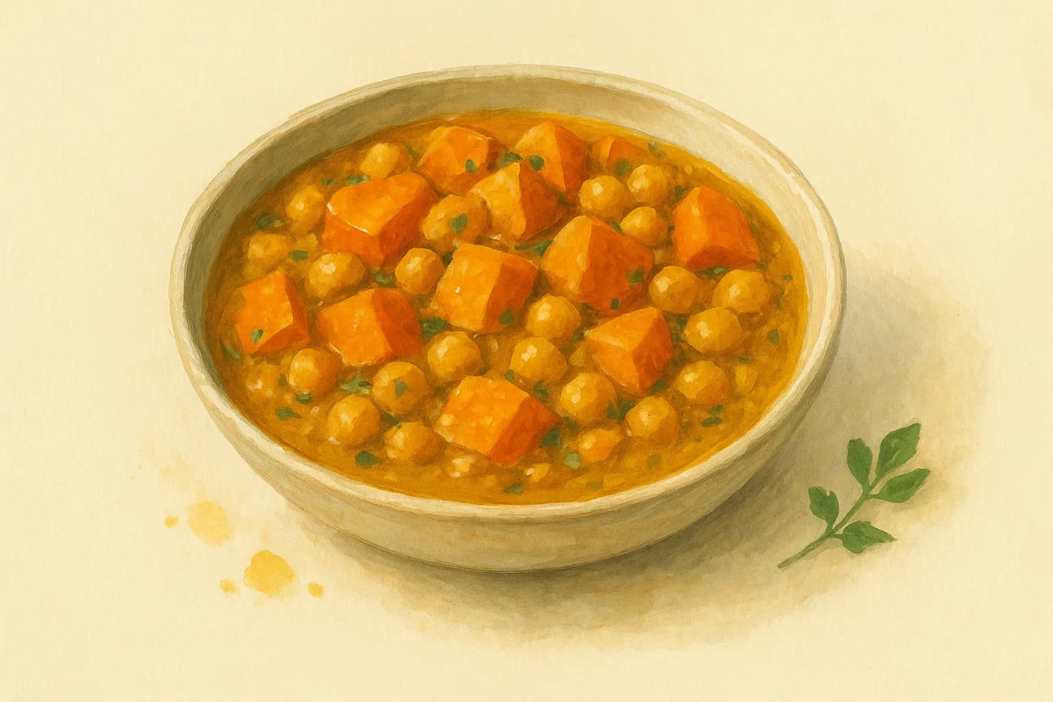 Sweet Potato and Chickpea Curry — illustration