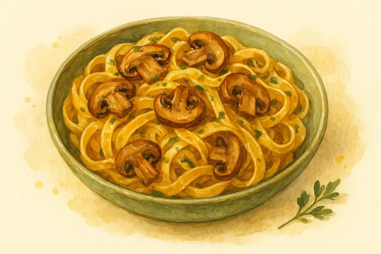 Vegetarian Mushroom and Lemon Tagliatelle — illustration